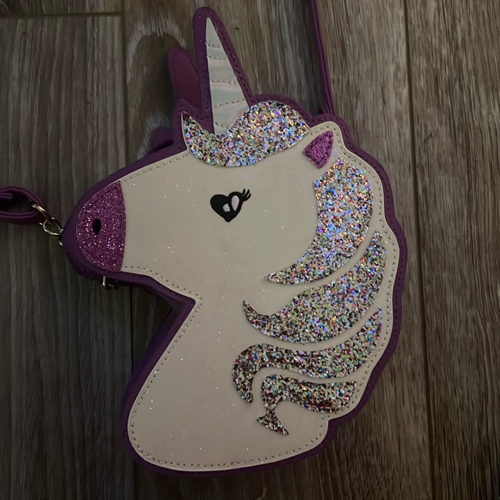 Children’s unicorn purse, purple, white, glitter, adjustable, new, Target